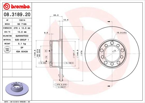 Brembo 08.3189.20 - Brake Disc onlydrive.pro