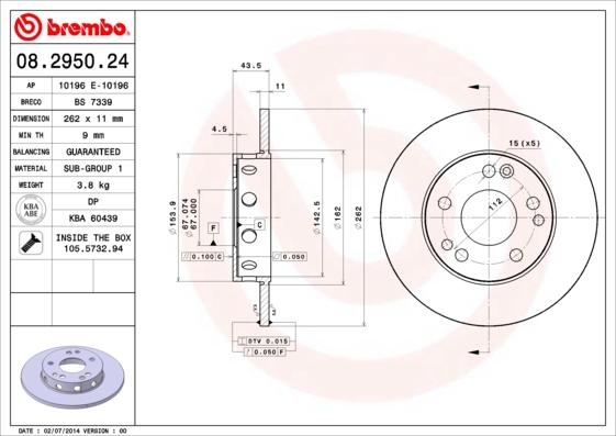Brembo 08.2950.24 - Brake Disc onlydrive.pro