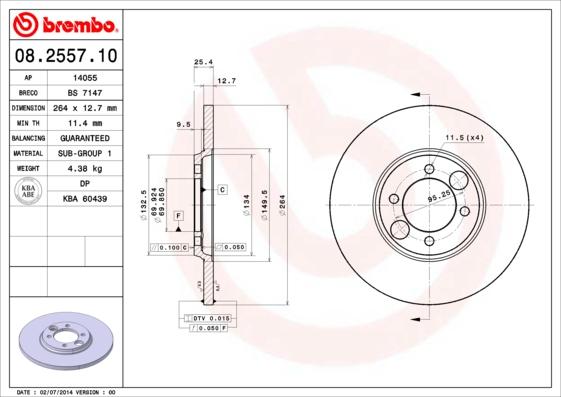 Brembo 08.2557.10 - Brake Disc onlydrive.pro