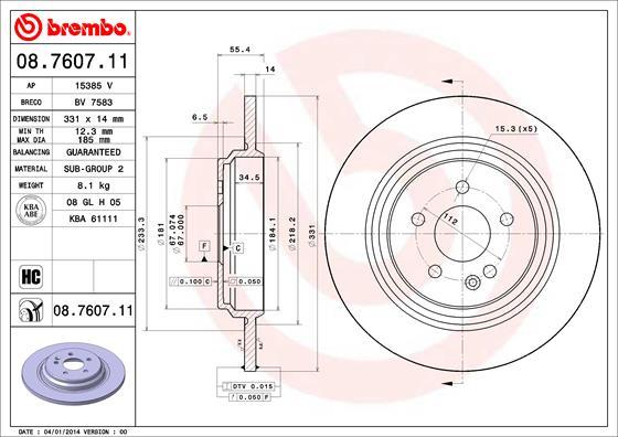 Brembo 08.7607.11 - Brake Disc onlydrive.pro