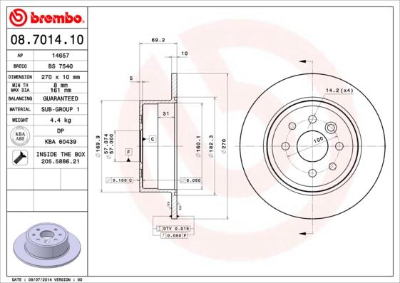 Brembo 08.7014.10 - Brake Disc onlydrive.pro