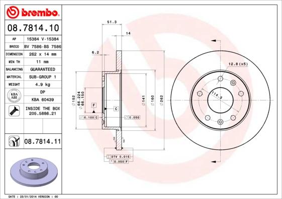 Brembo 08.7814.11 - Brake Disc onlydrive.pro