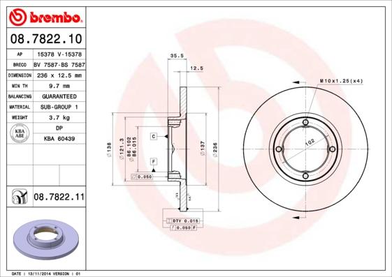 Brembo 08.7822.10 - Brake Disc onlydrive.pro