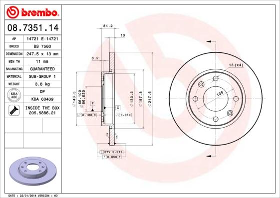 Brembo 08.7351.14 - Brake Disc onlydrive.pro