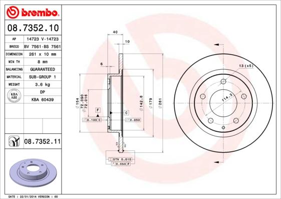 Brembo 08.7352.11 - Brake Disc onlydrive.pro