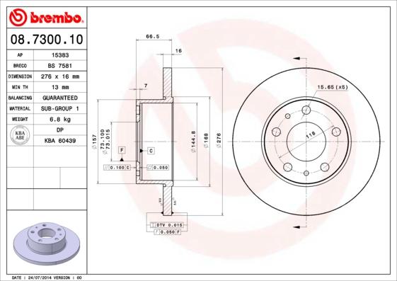 Brembo 08.7300.10 - Brake Disc onlydrive.pro
