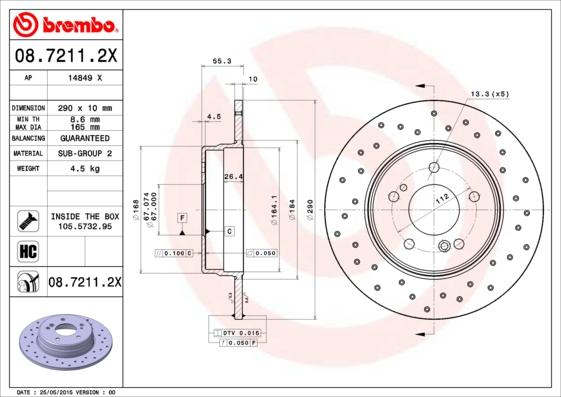 Brembo 08.7211.2X - Brake Disc onlydrive.pro