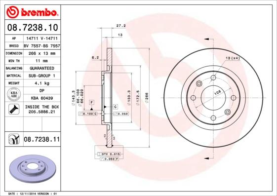 Brembo 08.7238.11 - Brake Disc onlydrive.pro