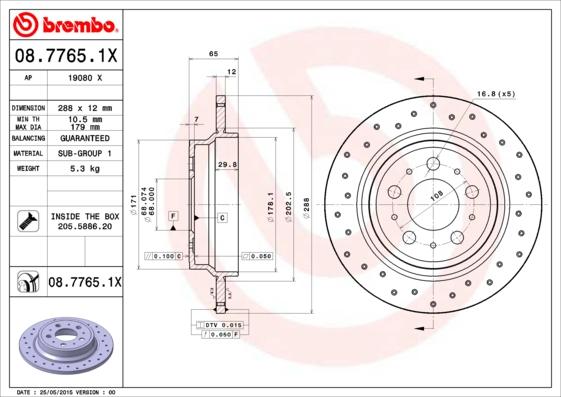 Brembo 08.7765.1X - Brake Disc onlydrive.pro