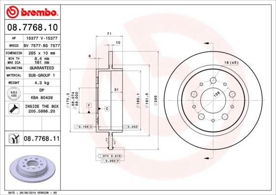 Brembo 08.7768.10 - Brake Disc onlydrive.pro