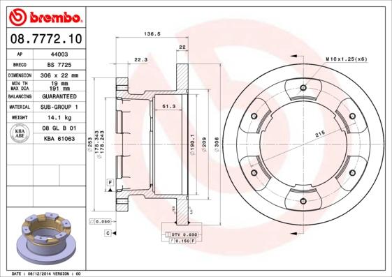 Brembo 08.7772.10 - Brake Disc onlydrive.pro