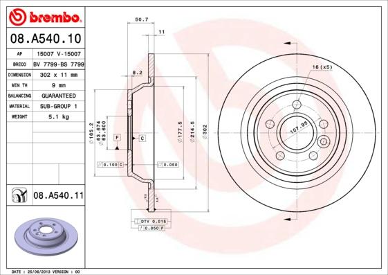Brembo 08.A540.11 - Brake Disc onlydrive.pro