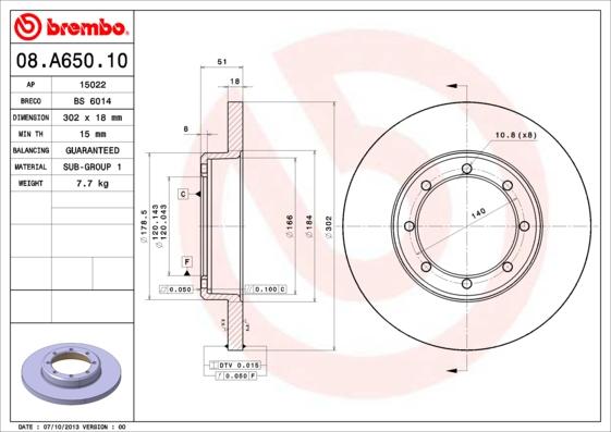Brembo 08.A650.10 - Brake Disc onlydrive.pro