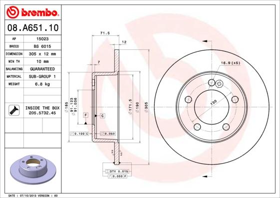 Brembo 08.A651.10 - Brake Disc onlydrive.pro