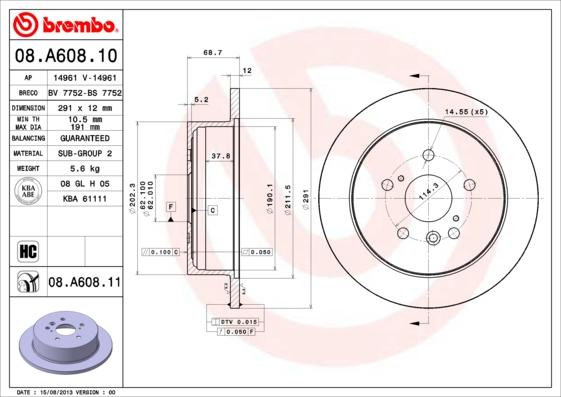Brembo 08.A608.11 - Brake Disc onlydrive.pro