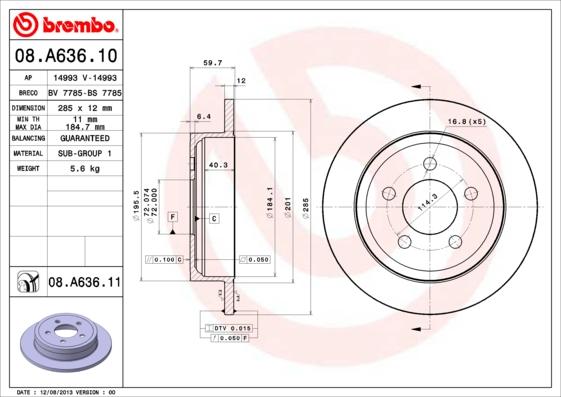 Brembo 08.A636.11 - Brake Disc onlydrive.pro