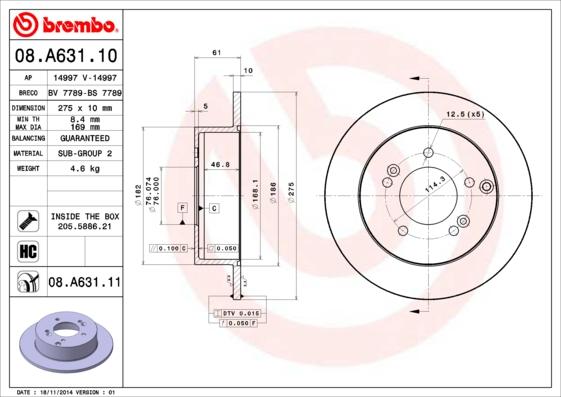 Brembo 08.A631.11 - Brake Disc onlydrive.pro