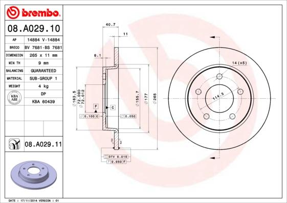 Brembo 08.A029.11 - Piduriketas onlydrive.pro