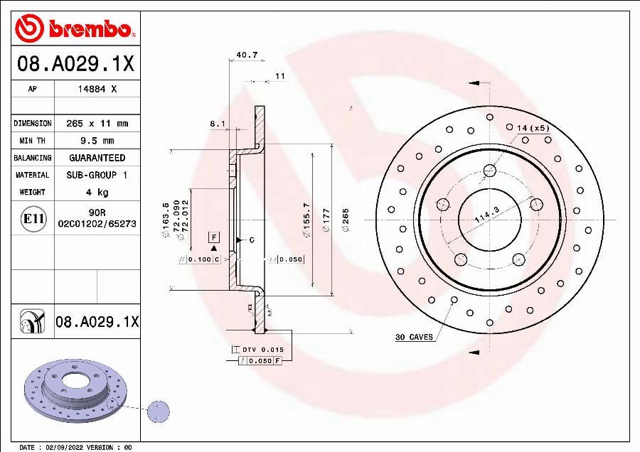 Brembo 08.A029.1X - Brake Disc onlydrive.pro