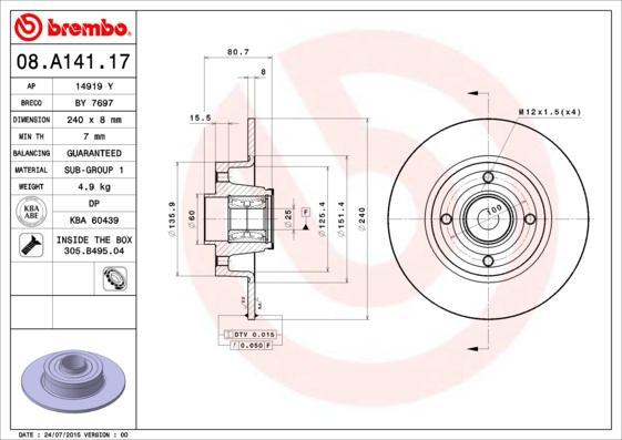 Brembo 08.A141.17 - Brake Disc onlydrive.pro