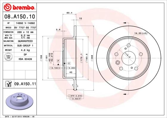 Brembo 08.A150.11 - Brake Disc onlydrive.pro