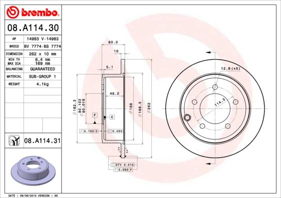 Brembo 08.A114.31 - Brake Disc onlydrive.pro