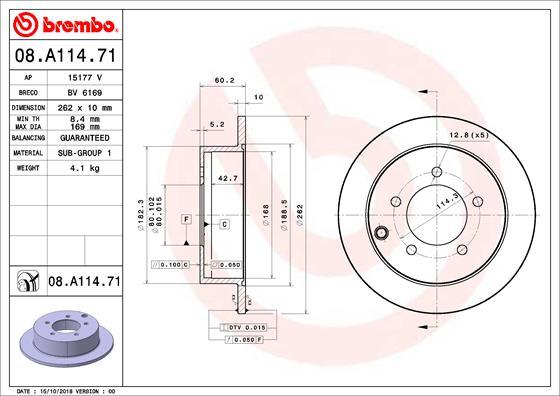 Brembo 08.A114.71 - Brake Disc onlydrive.pro