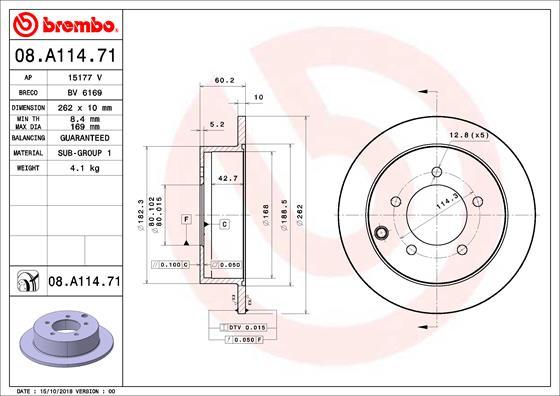 Brembo 08.A114.71 - Piduriketas onlydrive.pro