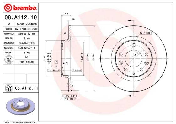 Brembo 08.A112.11 - Brake Disc onlydrive.pro