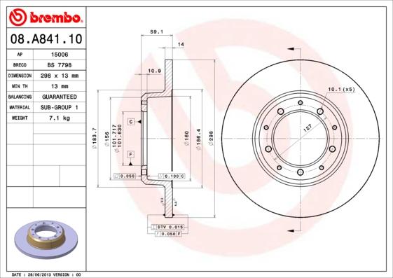 Brembo 08.A841.10 - Brake Disc onlydrive.pro