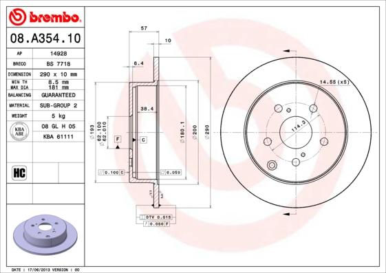 Brembo 08.A354.10 - Brake Disc onlydrive.pro