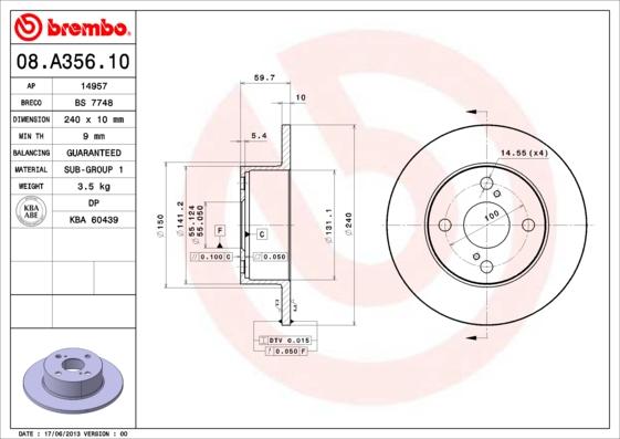 Brembo 08.A356.10 - Brake Disc onlydrive.pro