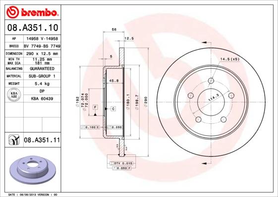 Brembo 08.A351.11 - Brake Disc onlydrive.pro