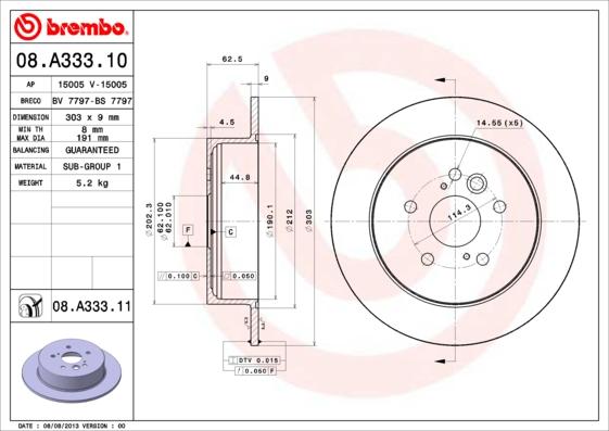 Brembo 08.A333.11 - Brake Disc onlydrive.pro