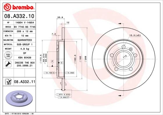 Brembo 08.A332.11 - Brake Disc onlydrive.pro