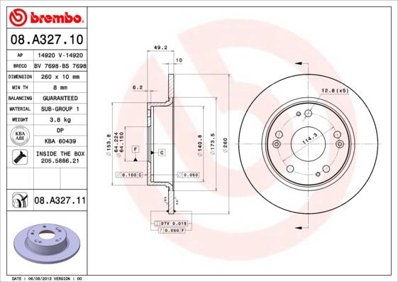 Brembo 08.A327.11 - Brake Disc onlydrive.pro
