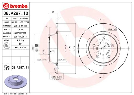 Brembo 08.A297.11 - Brake Disc onlydrive.pro