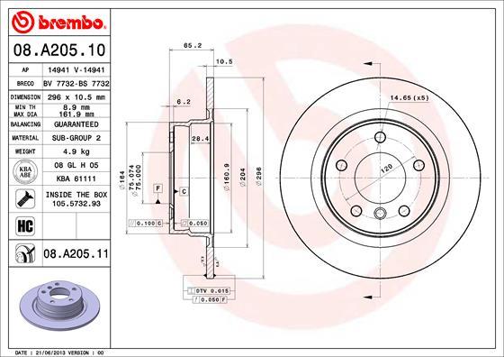 Brembo 08.A205.11 - Brake Disc onlydrive.pro