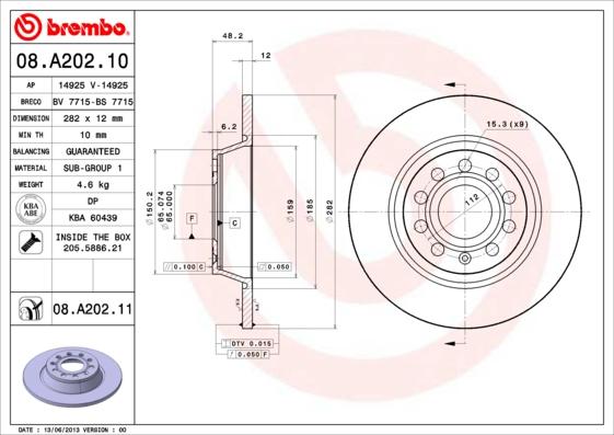 Brembo 08.A202.11 - Тормозной диск onlydrive.pro