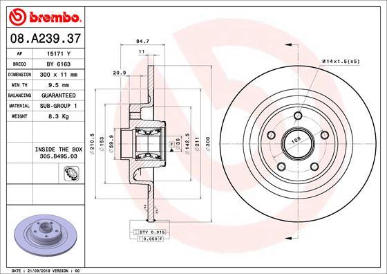 Brembo 08.A239.37 - Brake Disc onlydrive.pro