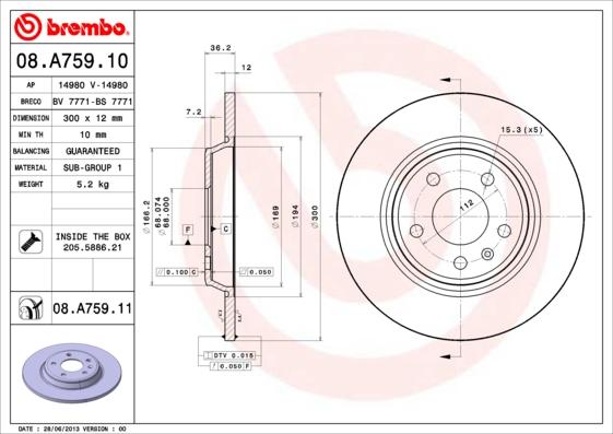 Brembo 08.A759.11 - Brake Disc onlydrive.pro