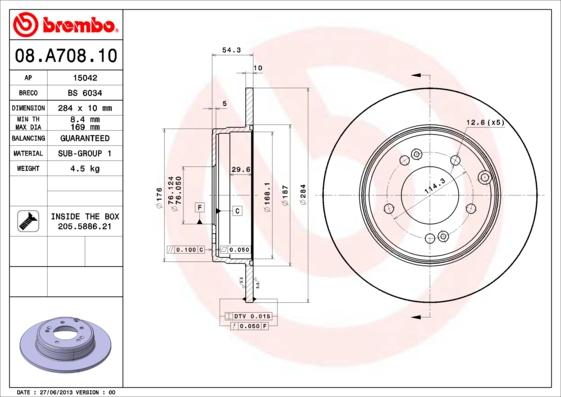 Brembo 08.A708.11 - Brake Disc onlydrive.pro