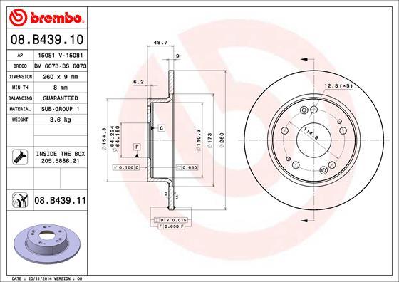 Brembo 08.B439.11 - Brake Disc onlydrive.pro