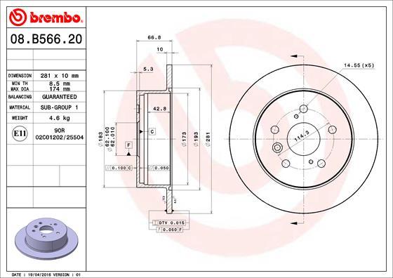 Brembo 08.B566.21 - Brake Disc onlydrive.pro