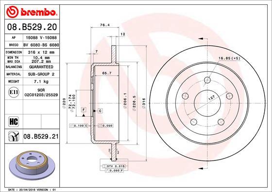 Brembo 08.B529.21 - Brake Disc onlydrive.pro