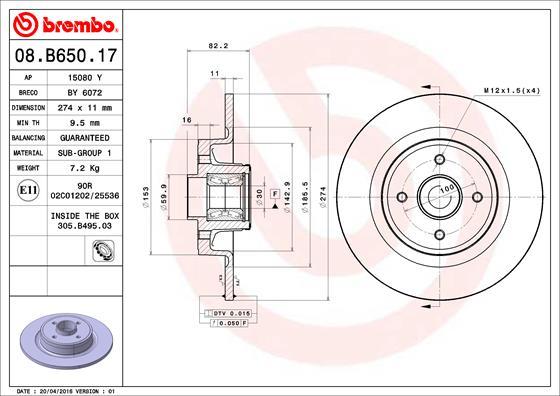 Brembo 08.B650.17 - Brake Disc onlydrive.pro