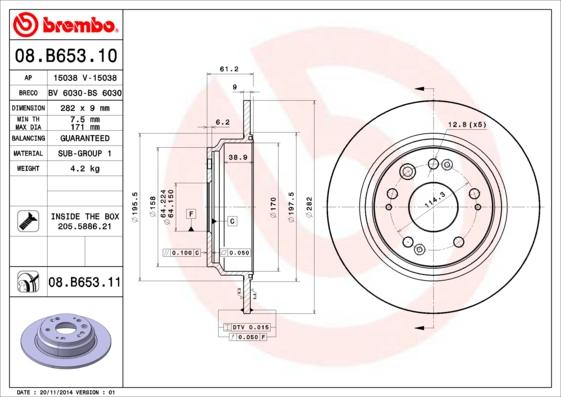 Brembo 08.B653.11 - Brake Disc onlydrive.pro