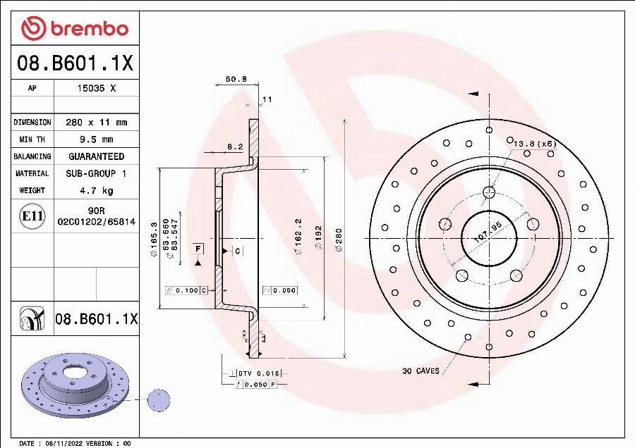 Brembo 08.B601.1X - Brake Disc onlydrive.pro