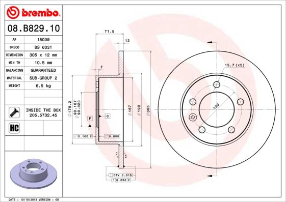 Brembo 08.B829.10 - Brake Disc onlydrive.pro