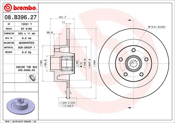 Brembo 08.B396.27 - Bremžu diski onlydrive.pro